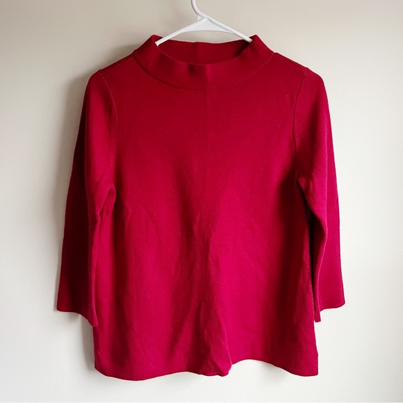 LOFT Sweaters - Loft Red Mockneck 3/4 Sleeve Pullover Sweater